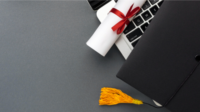 Fulbright - laptop and academia hat