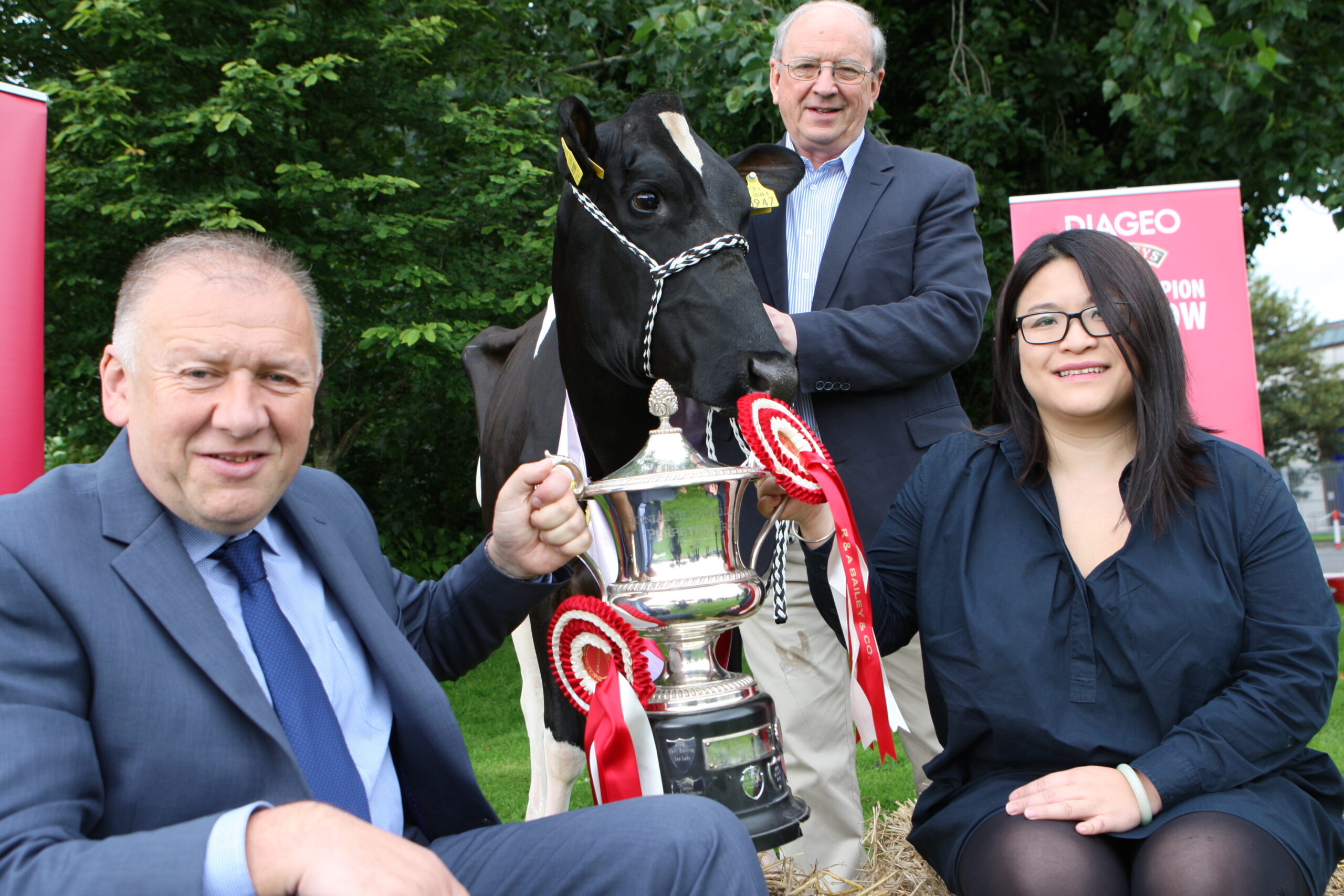 Launching the 2016 Diageo Baileys Champion Dairy Cow Competition L-R Martin Tynan Glanbia Ingredients Ireland Virginia; Brendan Smyth the Competition Director & Hazel Chu, Diageo Ireland