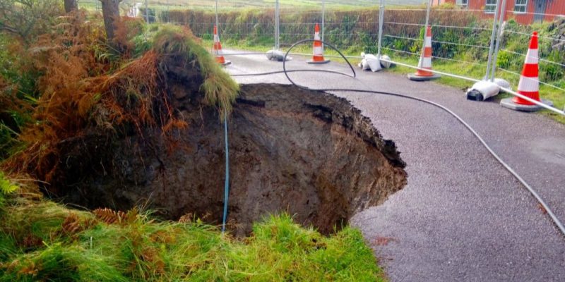 Sinkhole Opens On Rural Roadside Prompting Safety Concerns Agriland ie