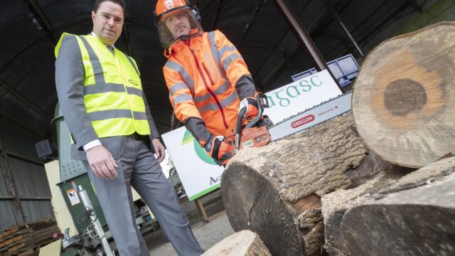 Minister Heydon launching a new chainsaw safety video
