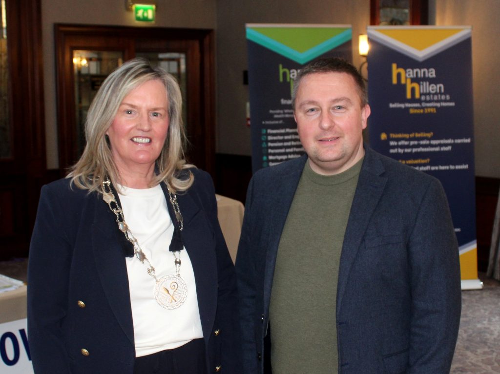 Attending the launch of Newry Show 2026: Geraldine Kearns; deputy chair, and Cllr David Taylor of the Newry, Mourne and Down District Council