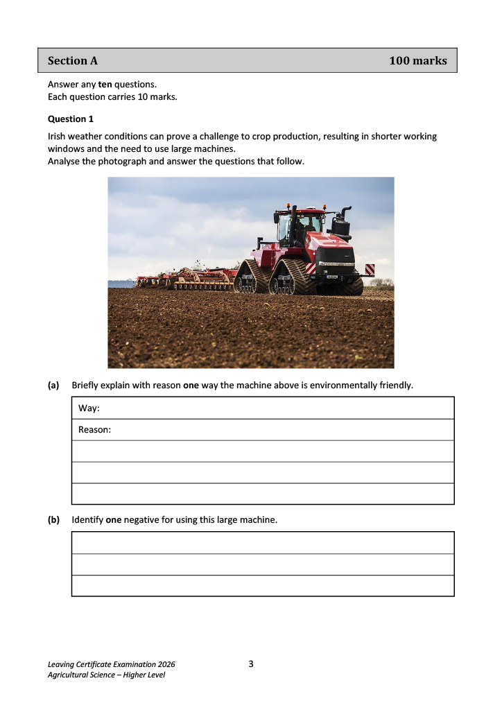 Leaving Cert Ag Science 2026 – Could you answer these questions?